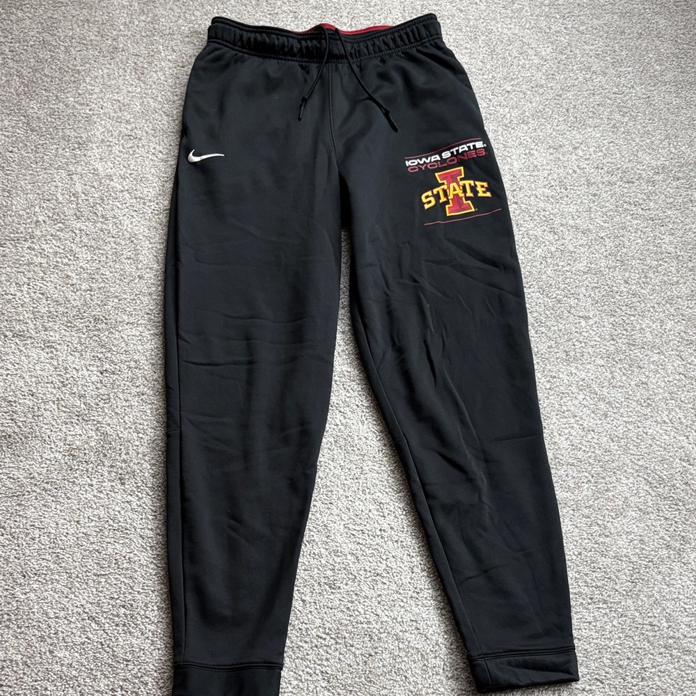BRAND NEW- NEVER WORN Nike Men’s Black Joggers with Red & Yellow Iowa State Logo